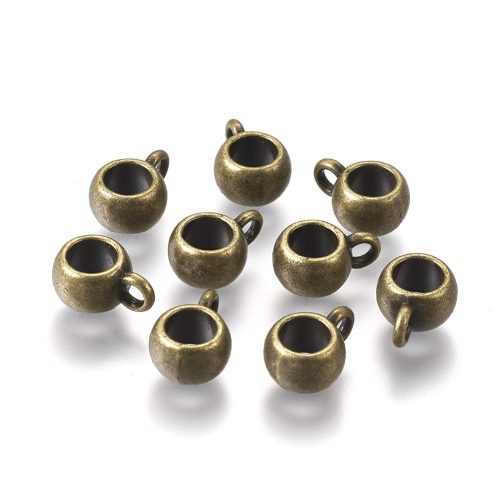 Tibeti stílusú fém medálakasztó - antik bronz színű 5x10mm-es, kb. 4,8mm-es furattal