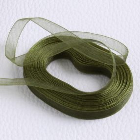 Organza szalag 7mm széles - olívazöld - 10m