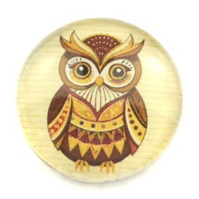   Mintás üveglencse / kaboson (1400) - bagoly - választható méretben