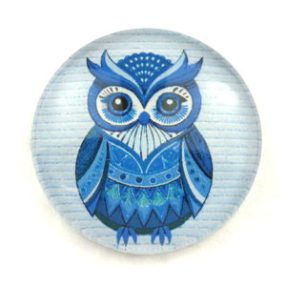   Mintás üveglencse / kaboson (1401) - bagoly - választható méretben