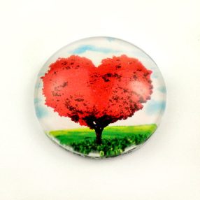   Mintás üveglencse / kaboson (2505) - életfa-szív - választható méretben