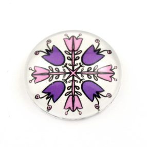   Mintás üveglencse / kaboson (2907) - népies virágok - választható méretben