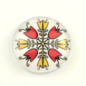   Mintás üveglencse / kaboson (2909) - népies virágok - választható méretben