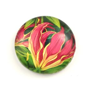   Mintás üveglencse / kaboson (3404) - virágmintás - választható méretben