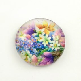   Mintás üveglencse / kaboson (3407) - virágmintás - választható méretben