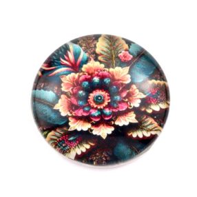   Mintás üveglencse / kaboson (3413) - virágmintás - választható méretben