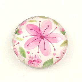   Mintás üveglencse / kaboson (3415) - virágmintás - választható méretben