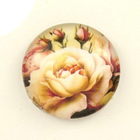   Mintás üveglencse / kaboson (3416) - rózsa virágmintás - választható méretben