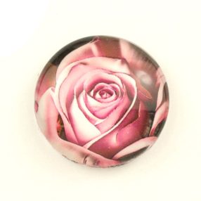   Mintás üveglencse / kaboson (3418) - rózsa virágmintás - választható méretben