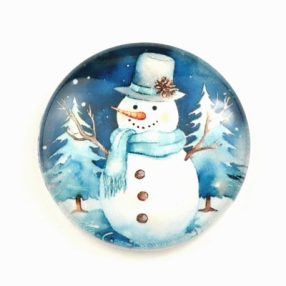   Mintás üveglencse / kaboson (6611) - hóember - választható méretben