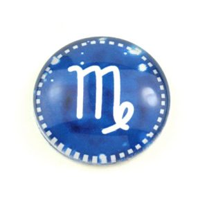   Mintás üveglencse / kaboson (9005) - horoszkóp, csillagjegy - szűz - választható méretben