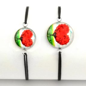   Nemesacél üveglencsés zsinóros karkötő - választható méretben - életfa (2505)