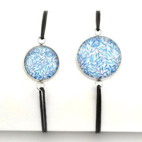   Nemesacél üveglencsés zsinóros karkötő - választható méretben - indás (3701)