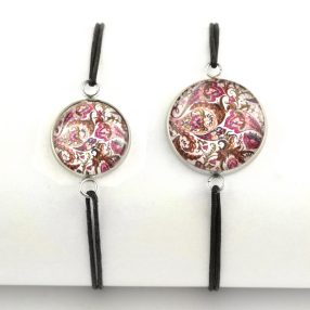   Nemesacél üveglencsés zsinóros karkötő - választható méretben - perzsa mintás (4004)