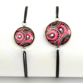   Nemesacél üveglencsés zsinóros karkötő - választható méretben - perzsa mintás (4013)