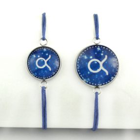   Nemesacél üveglencsés zsinóros karkötő - választható méretben - horoszkóp, csillagjegy - bika (9001)