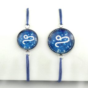   Nemesacél üveglencsés zsinóros karkötő - választható méretben - horoszkóp, csillagjegy - oroszlán (9004)