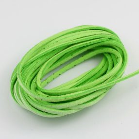   Művelúr "bőr" szál (hasítottbőr utánzat) 2,5 x 1,4mm-es - mv66 neonzöld - 4m - szöszös!